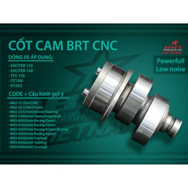 Cam thương hiệu BRT mẫu R45 dành cho Exciter các đời