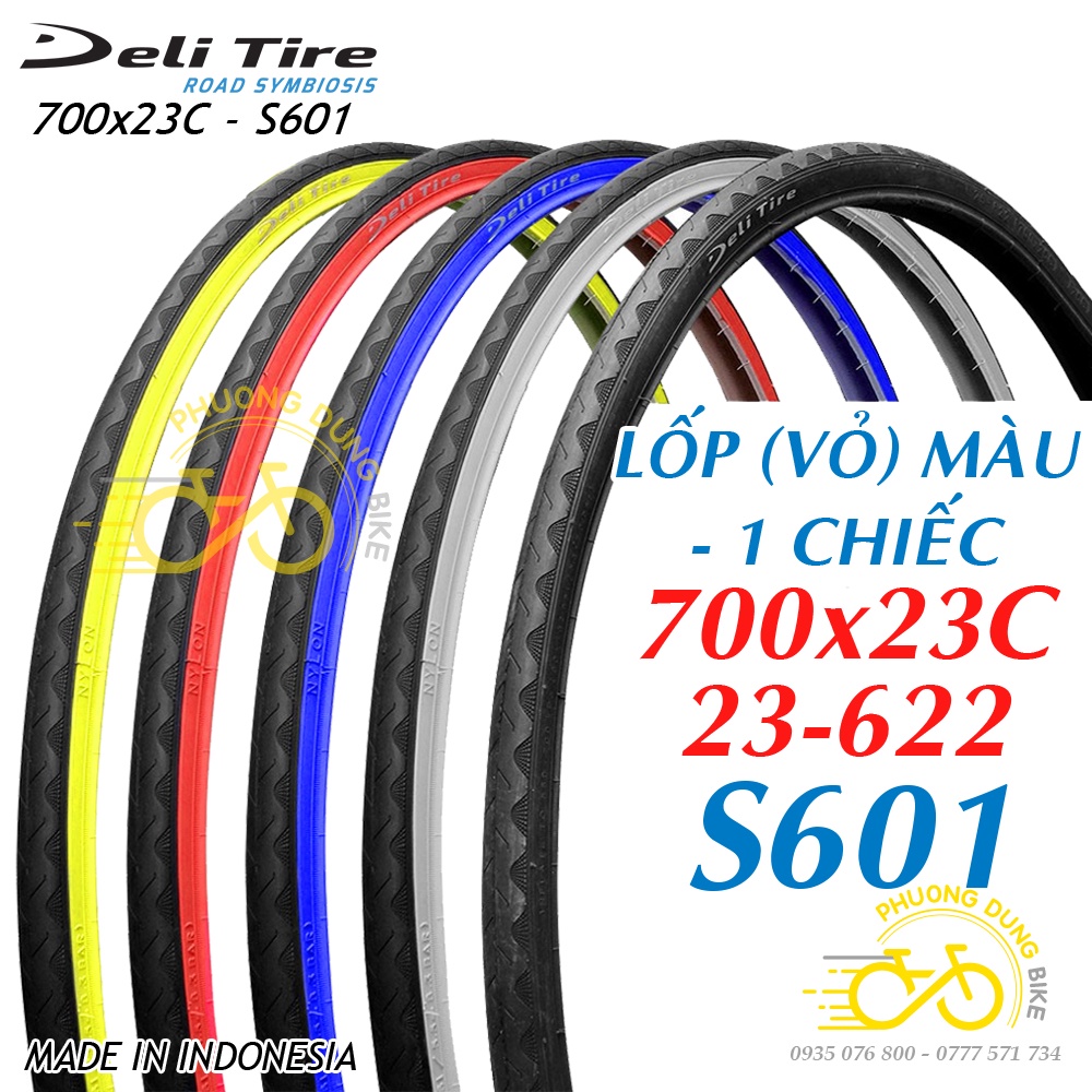 Lốp (Vỏ) xe đạp Deli Tire S601 700x23C - Lốp màu 1 Chiếc