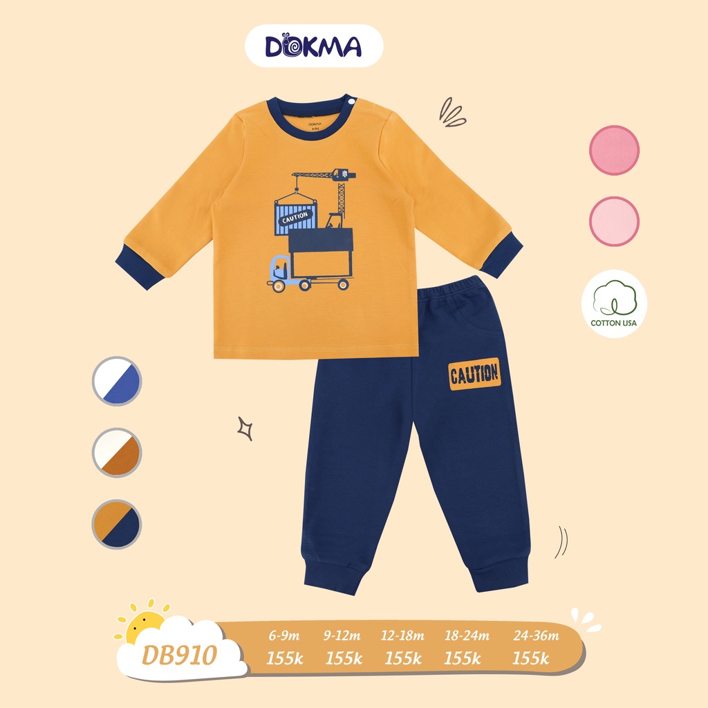 [FREESHIP] Bộ dài tay dày 9-36 tháng tuổi nỉ cotton, thu đông- đông Dokma Voi.kids  DB910