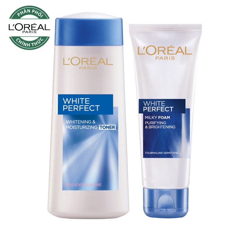 Combo L'oreal Sữa Rửa Mặt Sáng Da 100ml + Nước Hoa Hồng Sáng Da 200ml