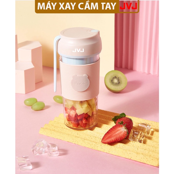 Máy xay sinh tố cầm tay đa năng JVJ LLJ-P03H1 Cốc xay mini lưỡi dao kép  sử dụng pin sạc dung tích 300ML bảo hành 12T