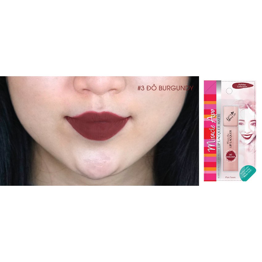 Son môi kem lì Miracle Apo Lip Lacquer Matte-Holiday Collection - Đỏ BURGUNDY