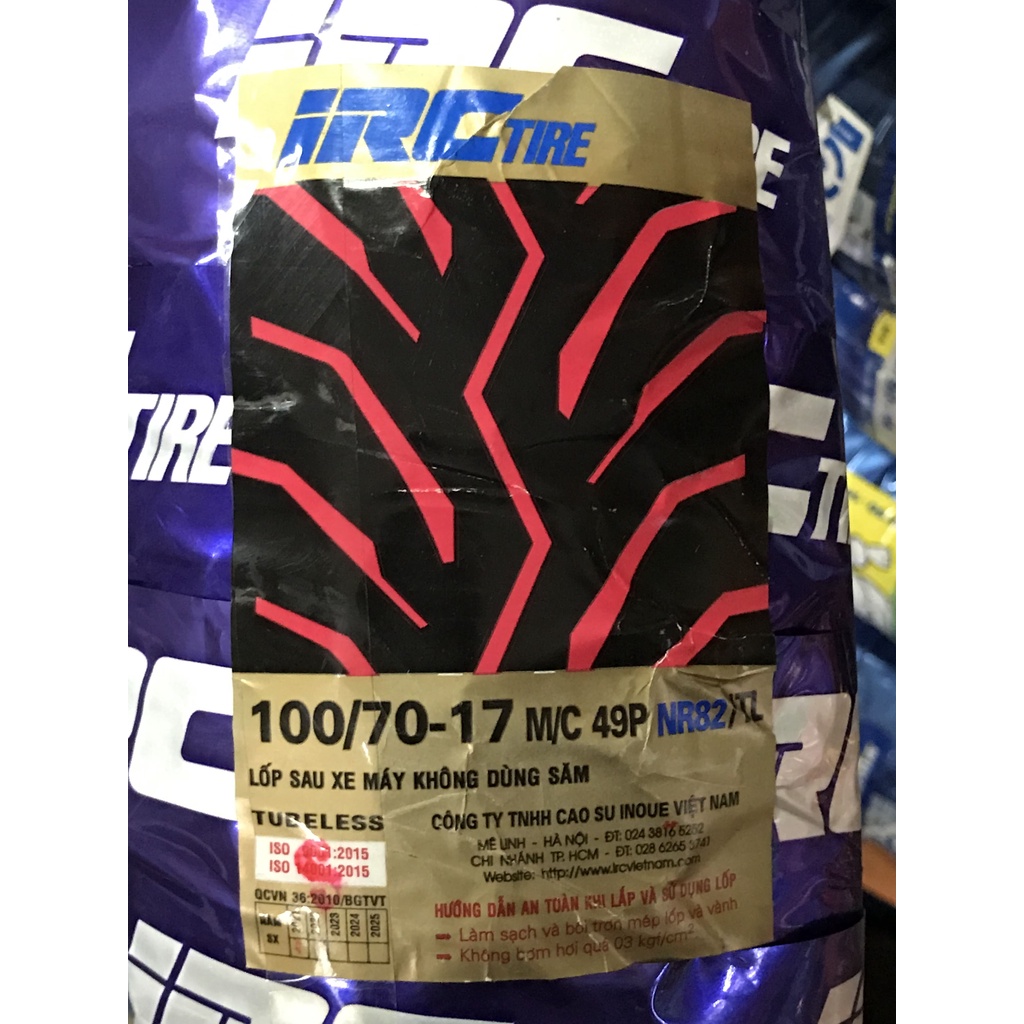 Vỏ Irc 70-80/90/17, 100/70/17 Bánh Trước/Sau Exciter135, Raider, Sirius, Future125 - Không Ruột