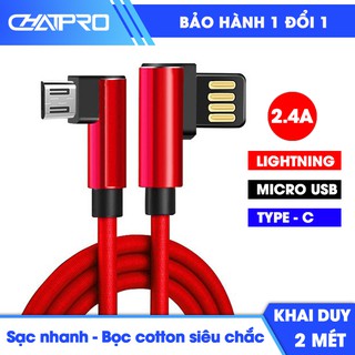 Dây sạc nhanh 2.4A dài 2 mét Khai Duy CD004 ( ,Micro USB,Type C)