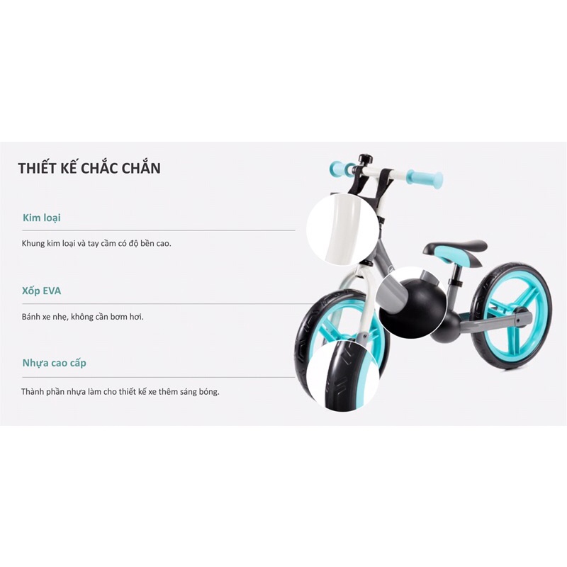 Xe cân bằng chòi chân 2 bánh cho bé từ 2 tuổi trở lên, bằng thép, KINDERKRAFT - 2 WAY NEXT