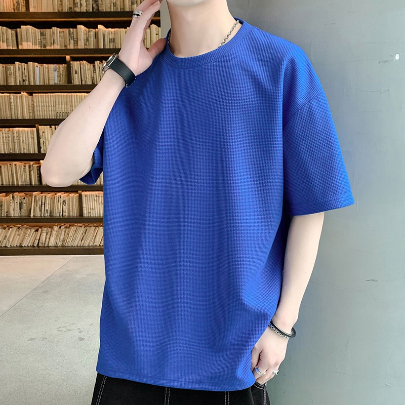 Áo Thun Tay Ngắn Dáng Suông Màu Sắc Đơn Giản Dễ Phối Đồ Thời Trang Phong Cách Hàn Quốc Cho Nam