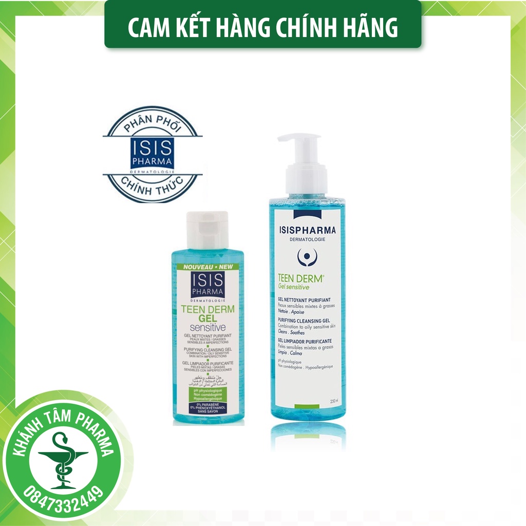 ✅(CHÍNH HÃNG) Gel Rửa Mặt Giảm Nhờn Mụn Cho Da Nhạy Cảm IsIs Pharma Teen Derm Gel Sensitive