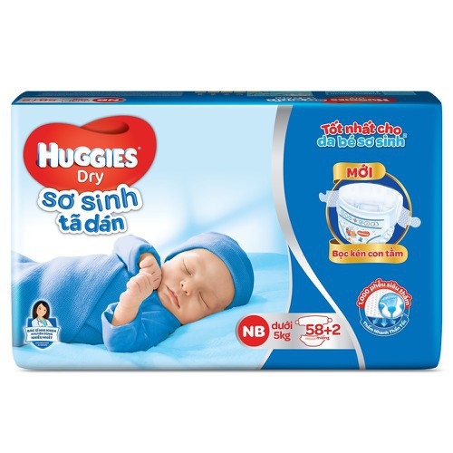 Bỉm - Tã dán Huggies size S - 56 miếng (Cho trẻ 4 - 8kg) - TẶNG KHĂN ƯỚT HUGGIES 64 MIẾNG