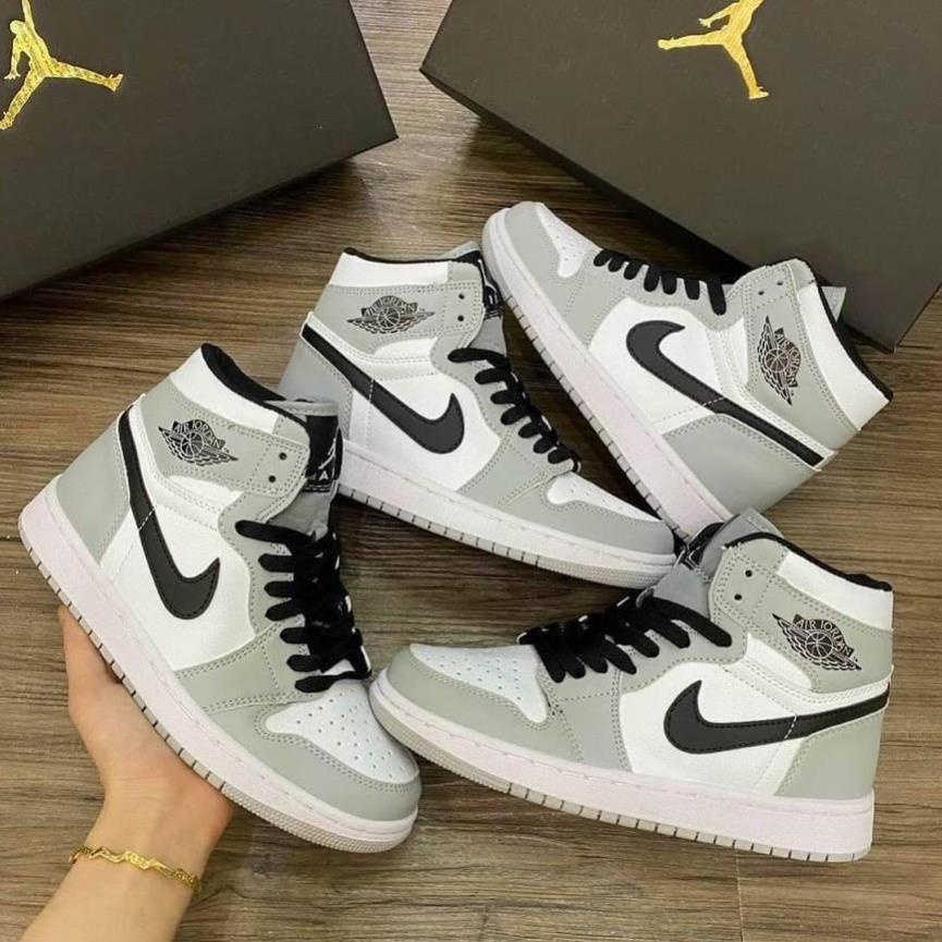 Giày Thể Thao Jordan 1 Cổ Cao Xám Trắng, Giày Sneaker JD1 smoke grey cao cổ nam nữ siêu chất dễ phối đồ