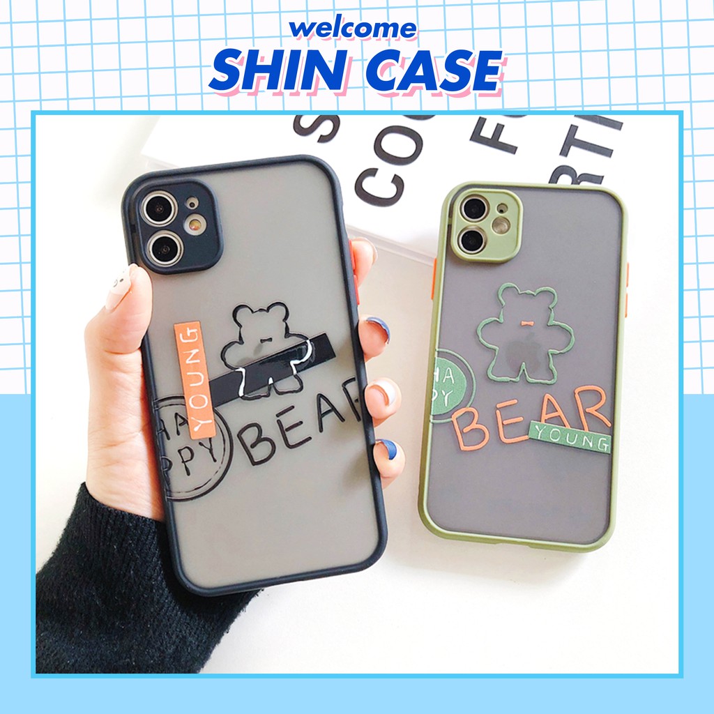 Ốp lưng iphone Young Bear nhám viền nổi cong 5/5s/6/6plus/6s/6splus/7/7plus/8/8plus/x/xr/xs/11/12/pro/max/plus/promax | BigBuy360 - bigbuy360.vn