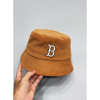 Mũ bucket chất nhung gân thêu logo màu đen/nâu