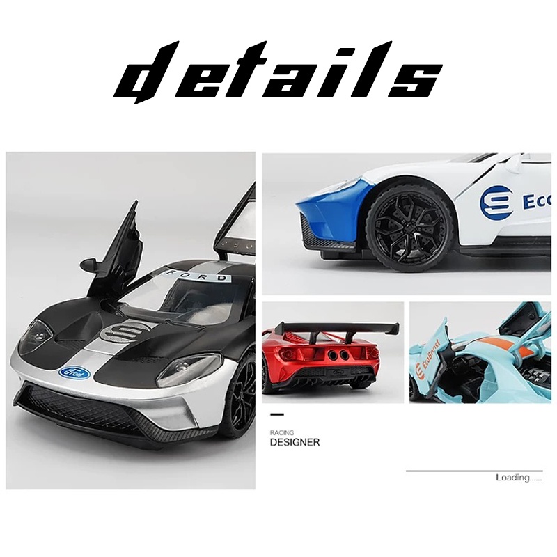 Mô Hình Xe Hơi Ford GT Bằng Hợp Kim Tỉ Lệ 1: 32 Có Đèn Và Nhạc