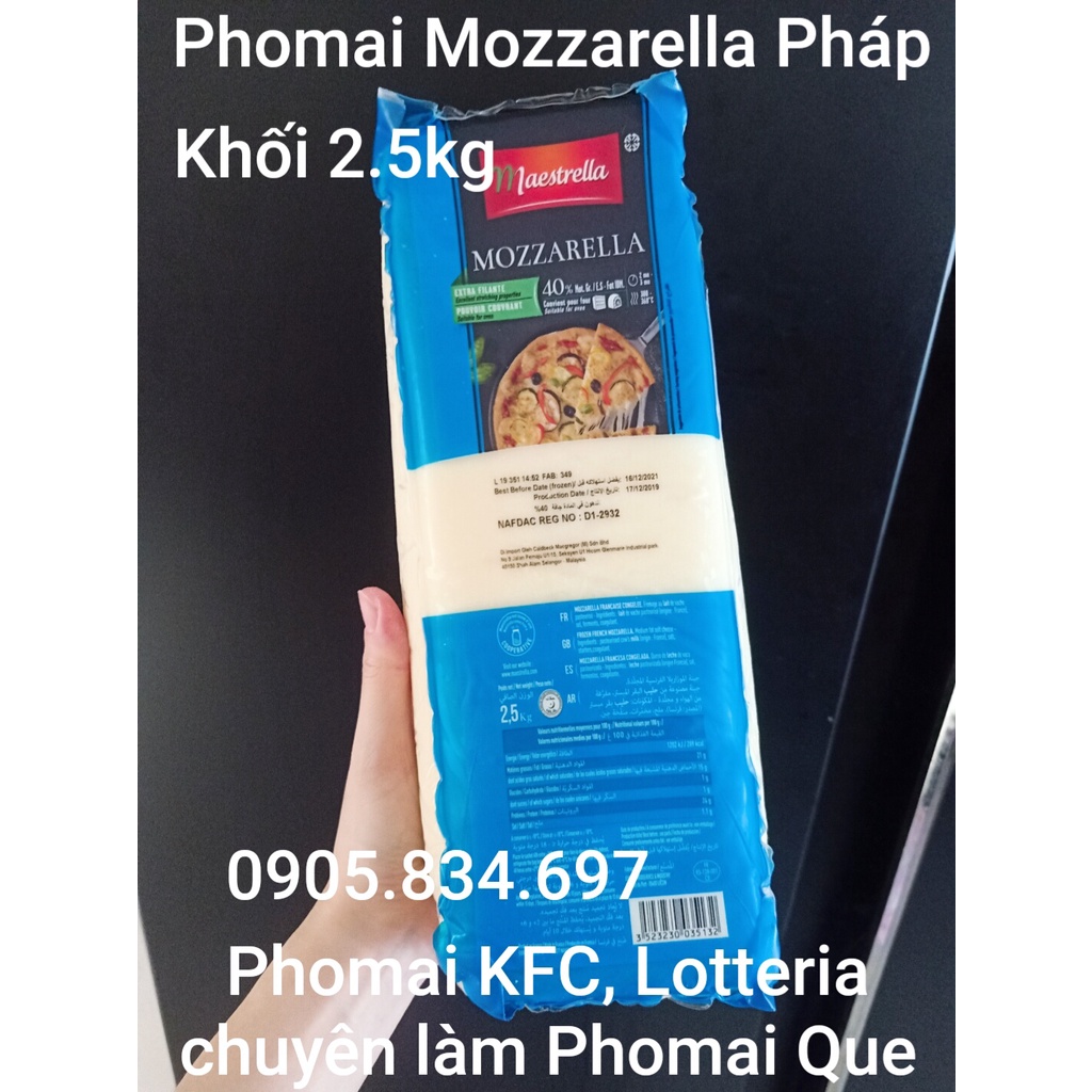 Phô Mai Mozzarella Pháp KHỐI 0.5kg - Làm Phomai Que, Pizza, Hot Dog, Phủ Tokbokki