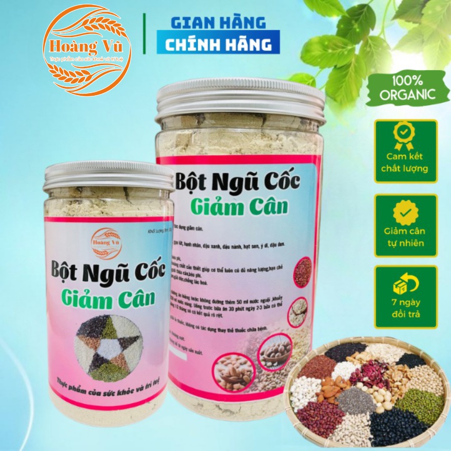 Ngũ cốc giảm cân Hoàng Vũ, bột ngũ cốc dinh dưỡng cho người ăn kiêng hũ 500gr