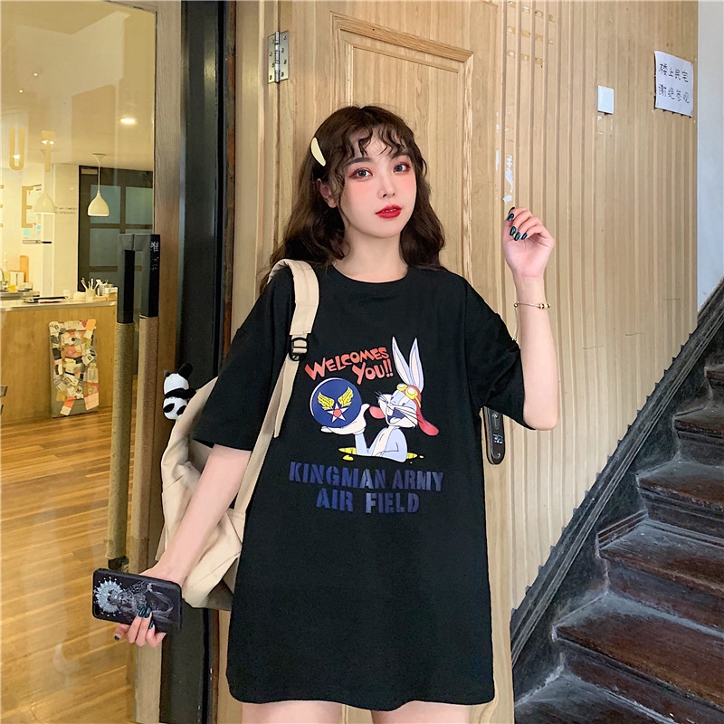 SUXI Áo Thun Tay Lỡ Form Dài Rộng Thời Trang Hàn Quốc Cho Nữ