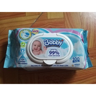 [HCM] Khăn Ướt Bobby Không Mùi (100 Miếng)