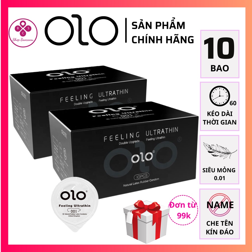 Bao cao su siêu mỏng OLO 0.01 kéo dài thời gian quan hệ combo 2 hộp