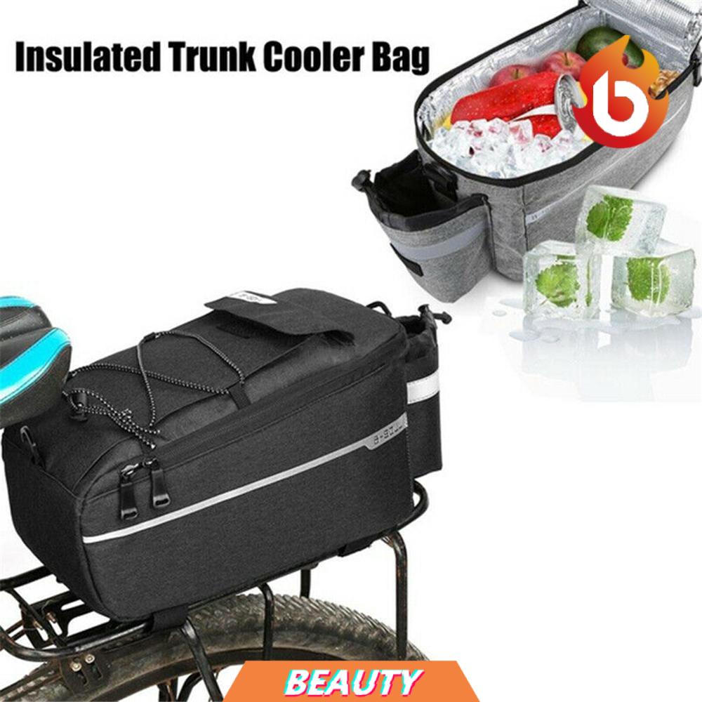 BEAUTY Outdoor Tail Saddle Bag Large Shoulder Bag Luggage Carrier Fashion Insulation Cooler Cycling Pannier Rack Bicycle Storage Bike Seat Rear Pouch black/grey