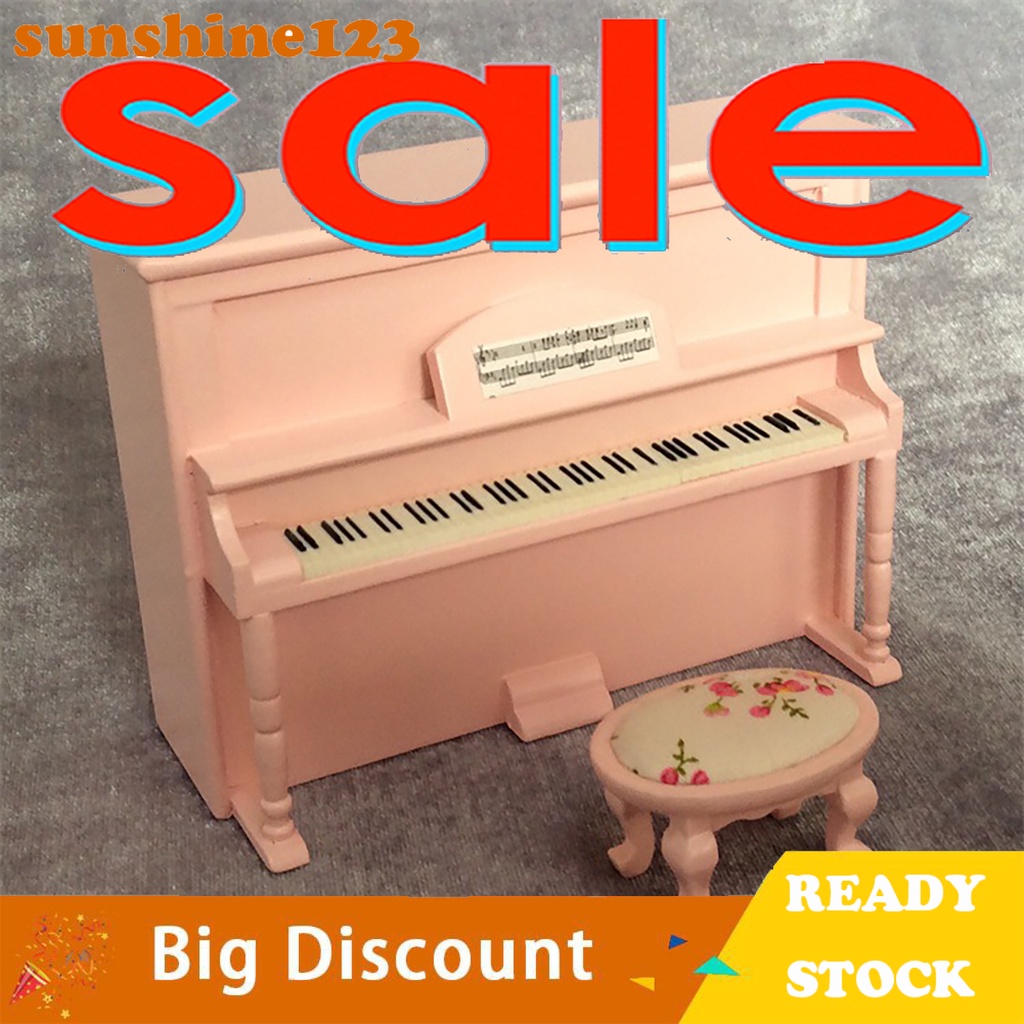 sunshine123 1 Set Miniature Scale 1:12 Smooth Wear-resistance Dollhouse Wooden Piano for Decor