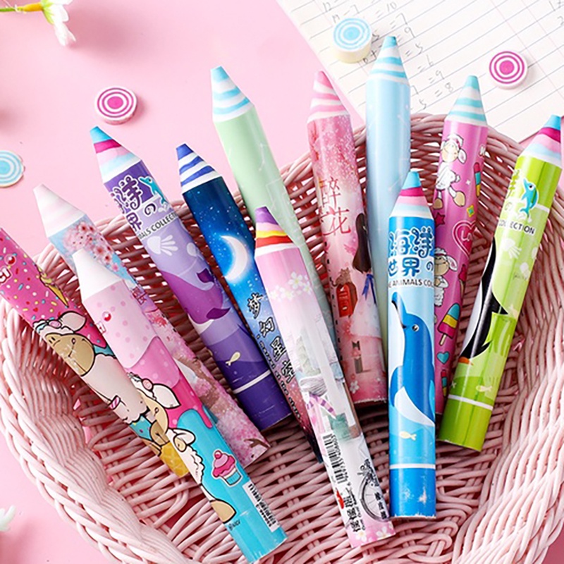 Cục gôm bút chì bằng nhựa họa tiết hoạt hình màu cầu vồng sáng tạo