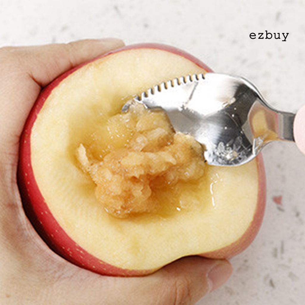 Muỗng ăn trái cây hai đầu bằng thép không gỉ dễ vệ sinh đa năng cho bé sơ sinh