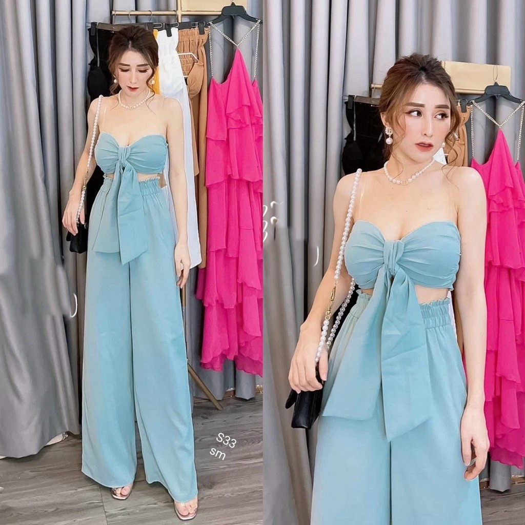 Set Cúp Nơ Ngực Quần Ống Rộng Cao Cấp Hình Thật Sp | BigBuy360 - bigbuy360.vn