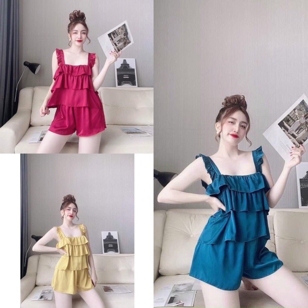 Độ ngủ lụa tay áo nhún bèo tiểu thư cao cấp | BigBuy360 - bigbuy360.vn