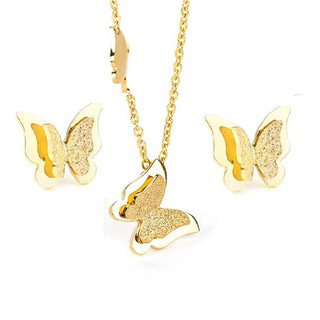 Bộ trang sức titan con bướm mạ vàng 24k