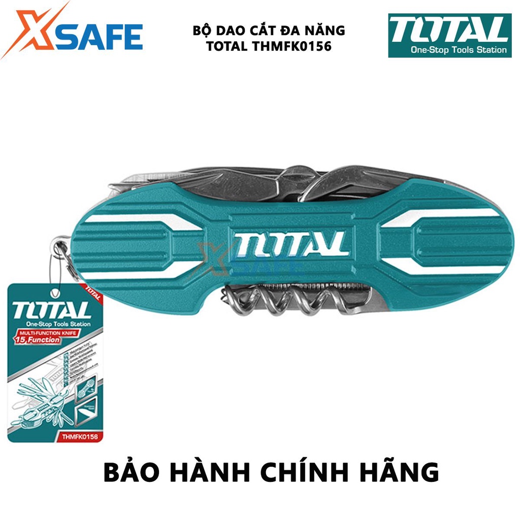 Dao cắt đa năng TOTAL THMFK0156 Bộ dao đa năng bỏ túi 15 trong 1, kích thước 9.5cm, tay cầm bằng nhôm cứng bền - [XSAFE]