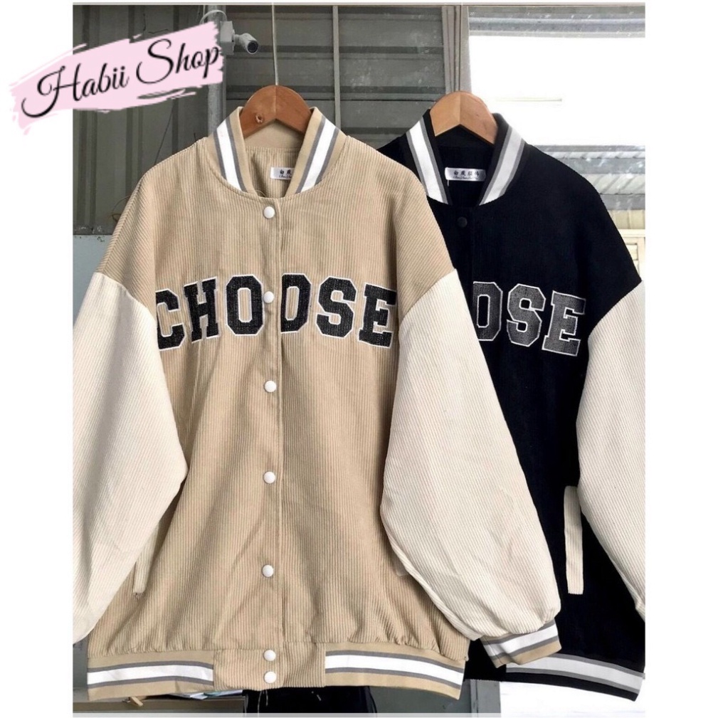 Áo bomber nữ nhung tăm CHOOSE đủ size - Áo khoác mùa đông nữ đẹp HABII AB01 | BigBuy360 - bigbuy360.vn
