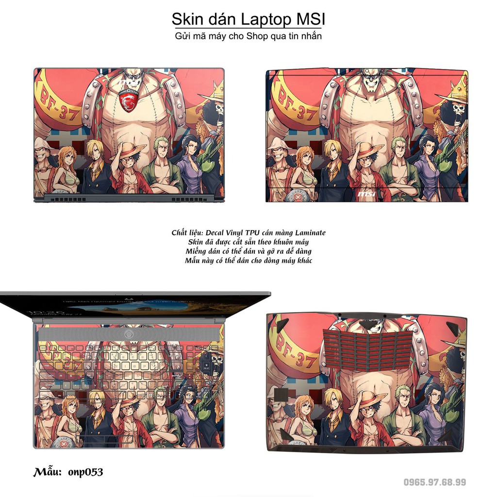 Skin dán Laptop MSI in hình Vua hải tặc (inbox mã máy cho Shop)