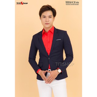 Áo vest nam Titishop AVN152 Xanh đen 1 nút