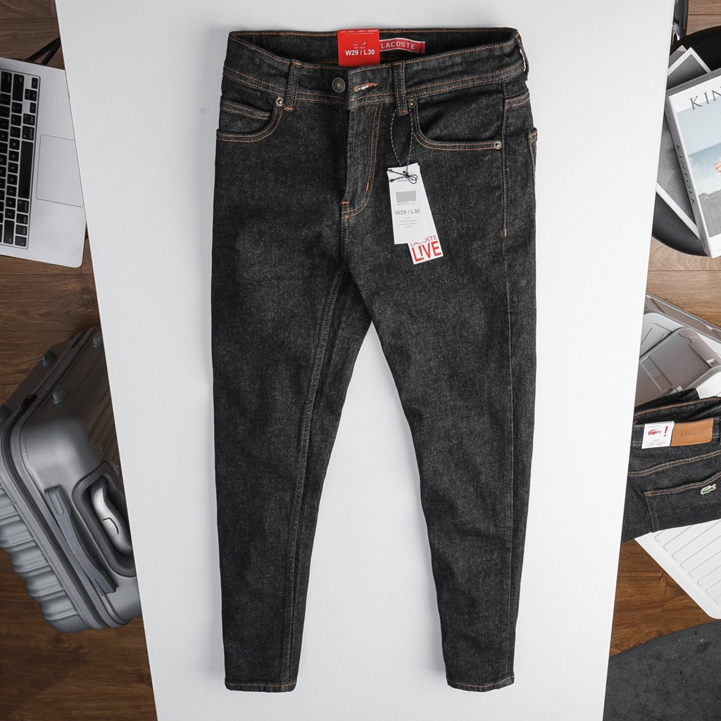 Quần jean nam lacoste indigo đen form Slim Fit ôm không bó sát dáng đẹp