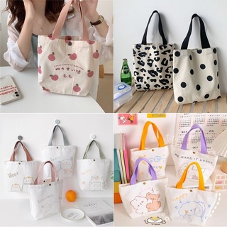 Túi tote xách tay mini vải canvas in họa tiết nhiều mẫu tùy chọn đáng yêu dành cho nữ