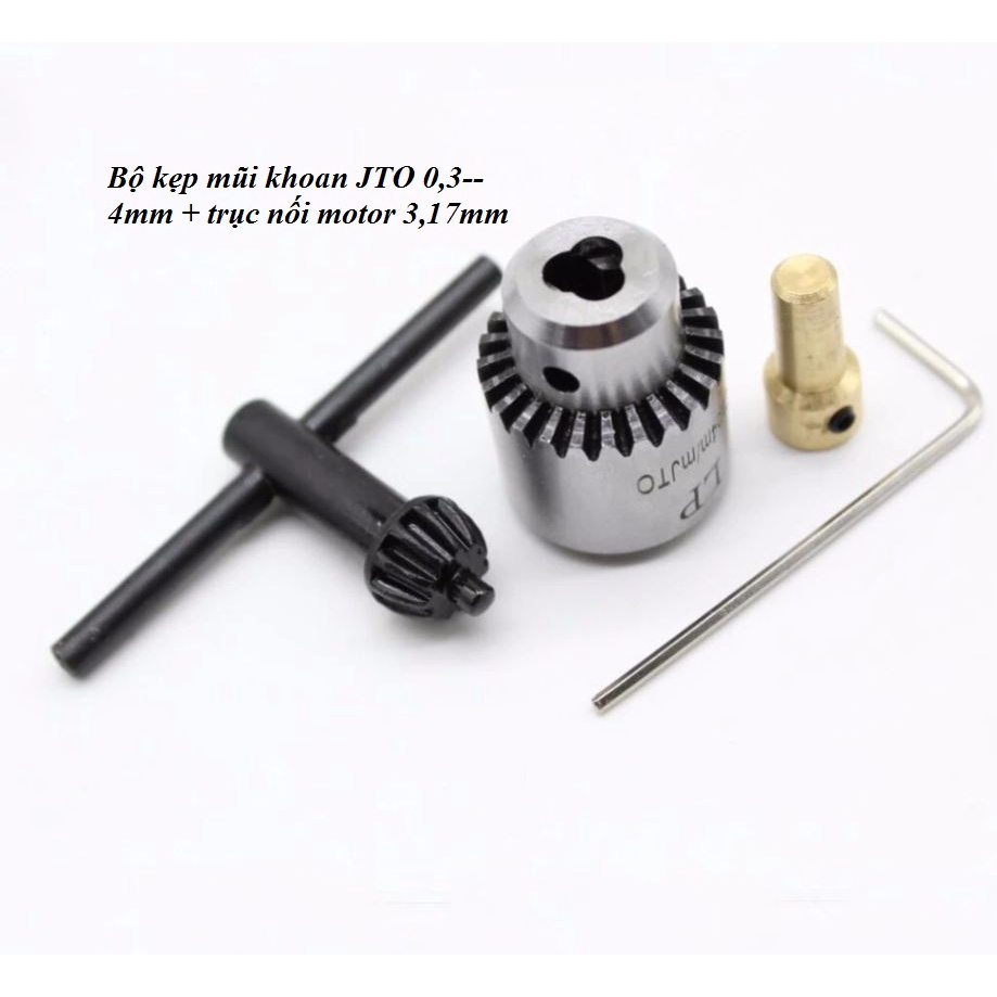 Bộ Đầu Kẹp Mũi Khoan JTO 0.3-4mm Kích Thước Trục nối 3.17mm Chuyên Dụng