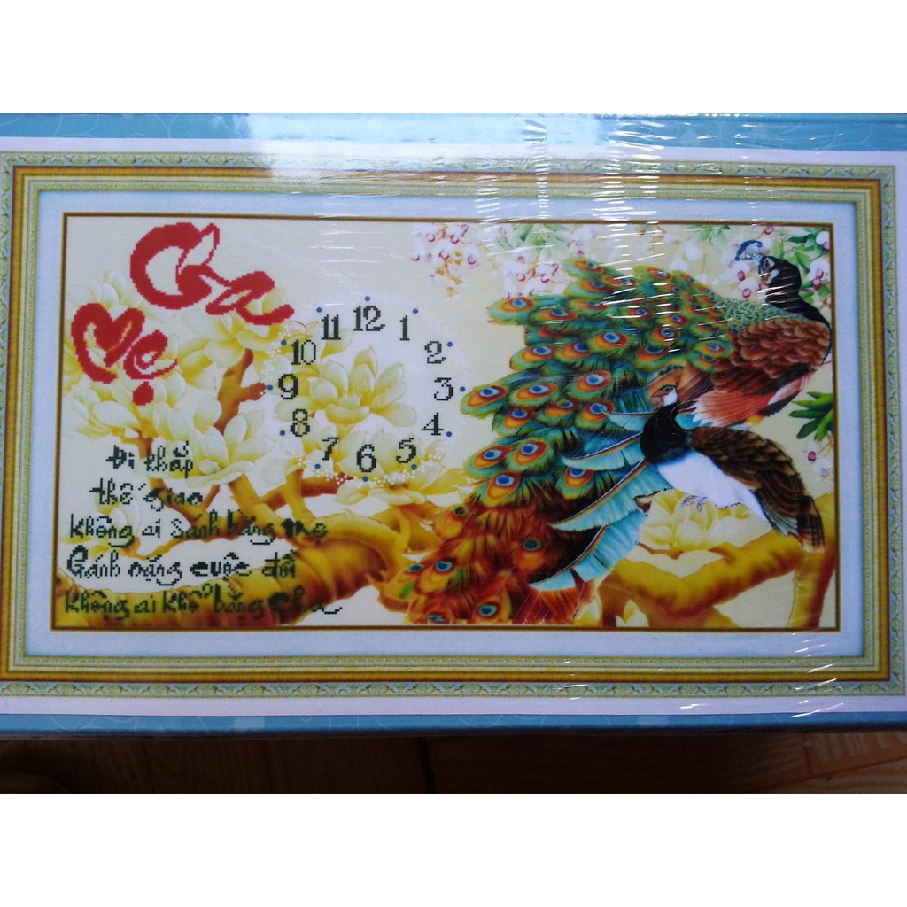 Tranh đính đá đồng hồ cha mẹ DF166