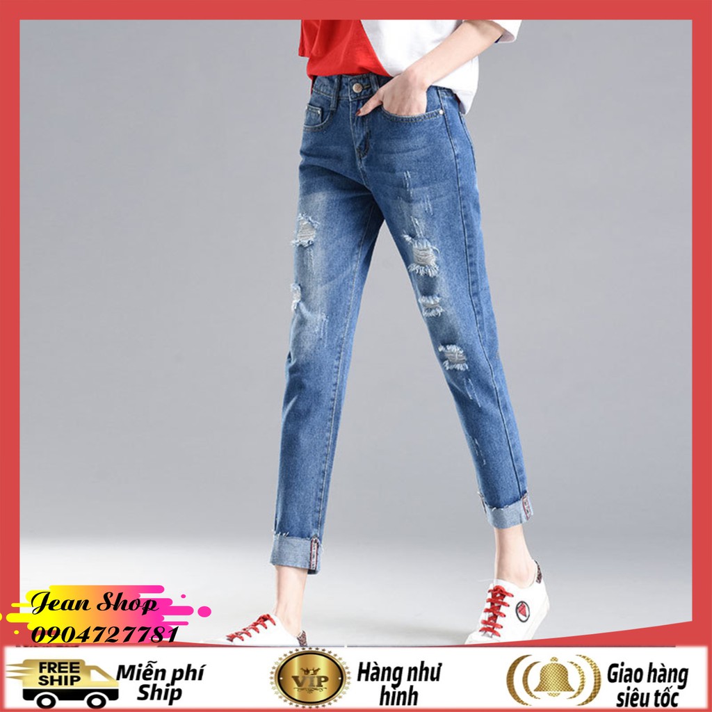 Quần bò nữ FREE SHIP Quần bò rách giá rẻ hàng Quảng Châu cao cấp- Quần jeans nữ cạp cao ống xuông tôn dáng Q23