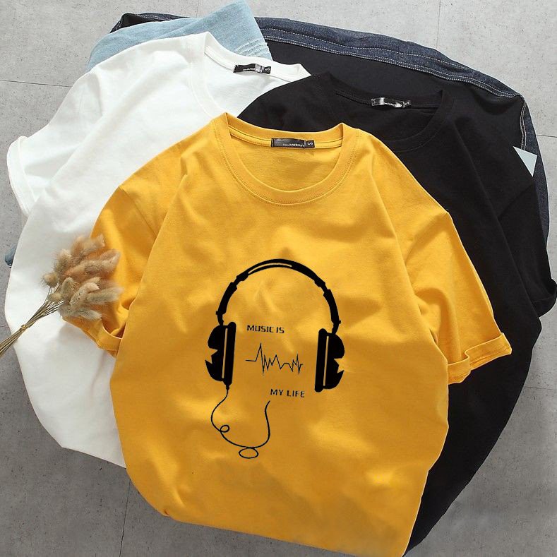 Áo thun tay lỡ nam nữ tai phone nghe nhạc vải dày mịn 20T2733