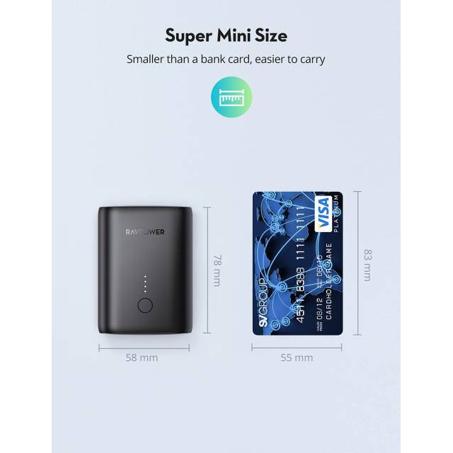 [Mã 2404EL10K giảm 10K đơn 20K] RAVPower RP-PB194, PIN 10.000mAh Sạc Nhanh PD18w +QC 3.0