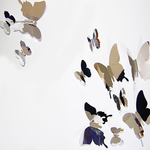 Set 12 Miếng Dán Tường Hình Bướm 3d Xinh Xắn