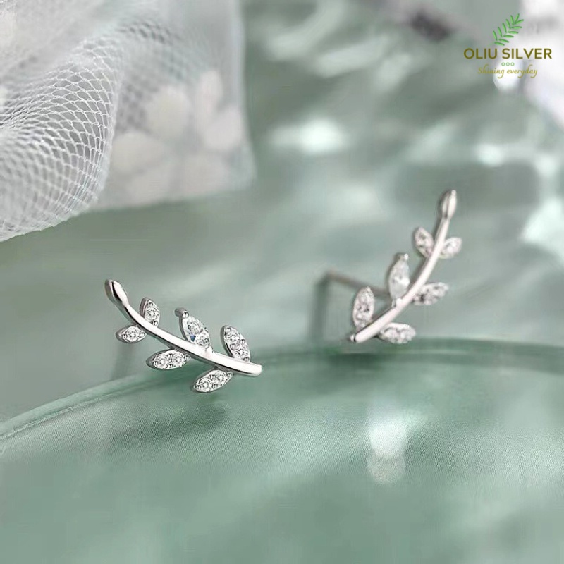 Bông Tai Bạc S925 Chiếc Lá Pendant Leaf Dễ Thương | Khuyên Tai Nữ Trang Sức Bạc Thời Trang