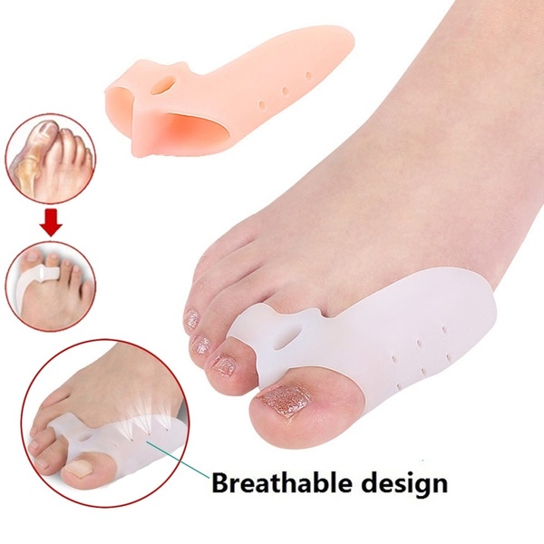 1 Cặp Dụng Cụ Tách Ngón Chân Bằng gel Silicone Hai Lỗ Bảo Vệ Ngón Tay Cái Và Điều Chỉnh bunion