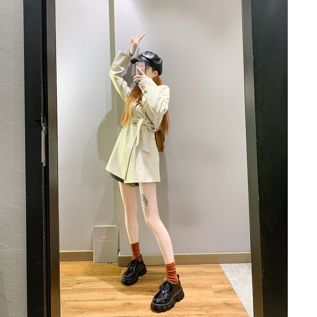 ulzzang Giày Da Đế Dày Tăng Chiều Cao Thời Trang Cho Nữ | BigBuy360 - bigbuy360.vn