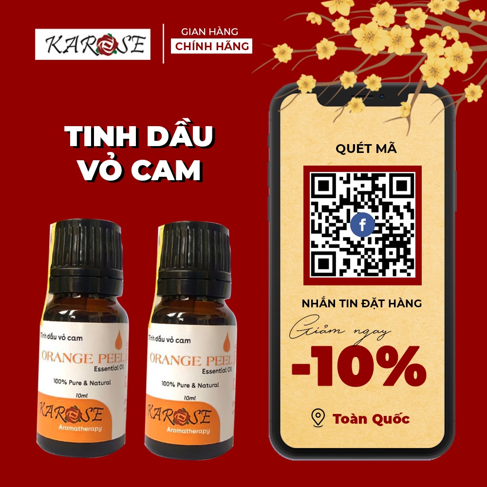 (DATE MỚI NHẤT, 10ml) Tinh dầu cam hương ngọt mát làm thơm phòng, giải tỏa căng thẳng, dưỡng tóc mềm mượt, giảm gãy rụng