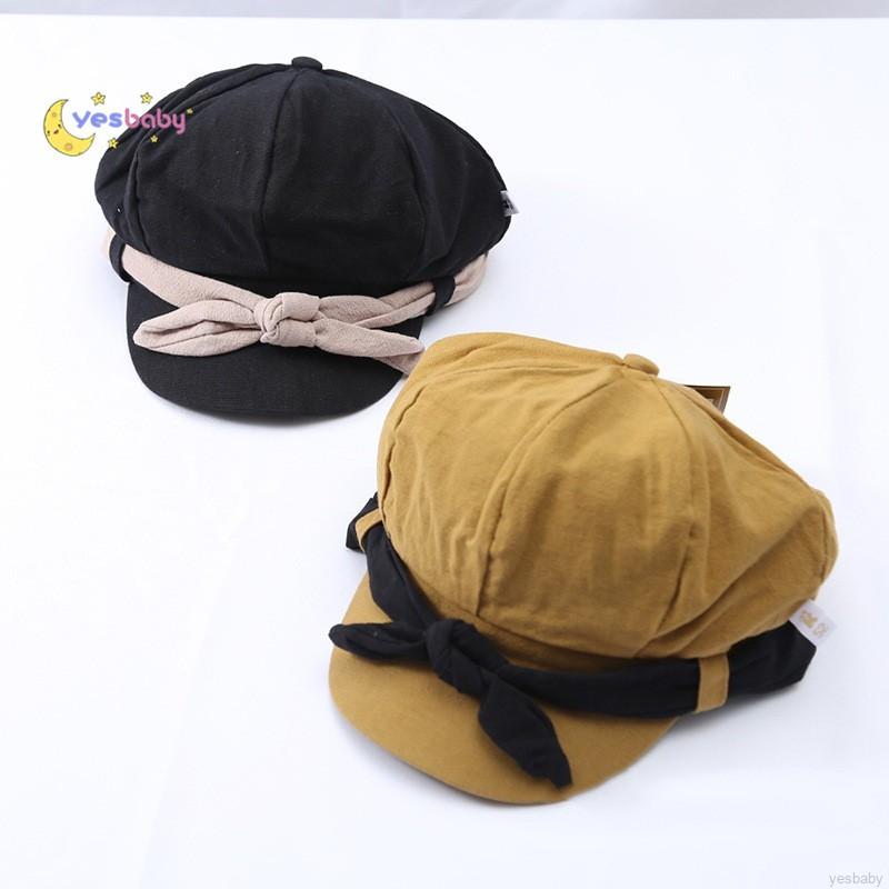 Mũ Beret Kẻ Sọc Kiểu Cổ Điển Hàn Quốc Thời Trang Mùa Thu Cho Bé Gái