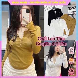 [ÁO BODY] Áo Thun Dài Tay, Áo Len Tăm Cúc Ngực Mềm Mát