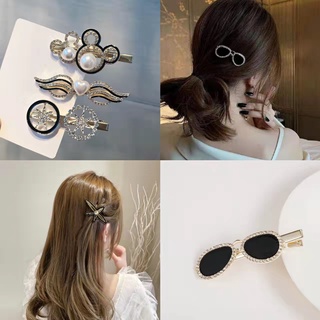 Kẹp Tóc Hình Chuột Mickey Đính Đá Ngọc Trai Dễ Thương