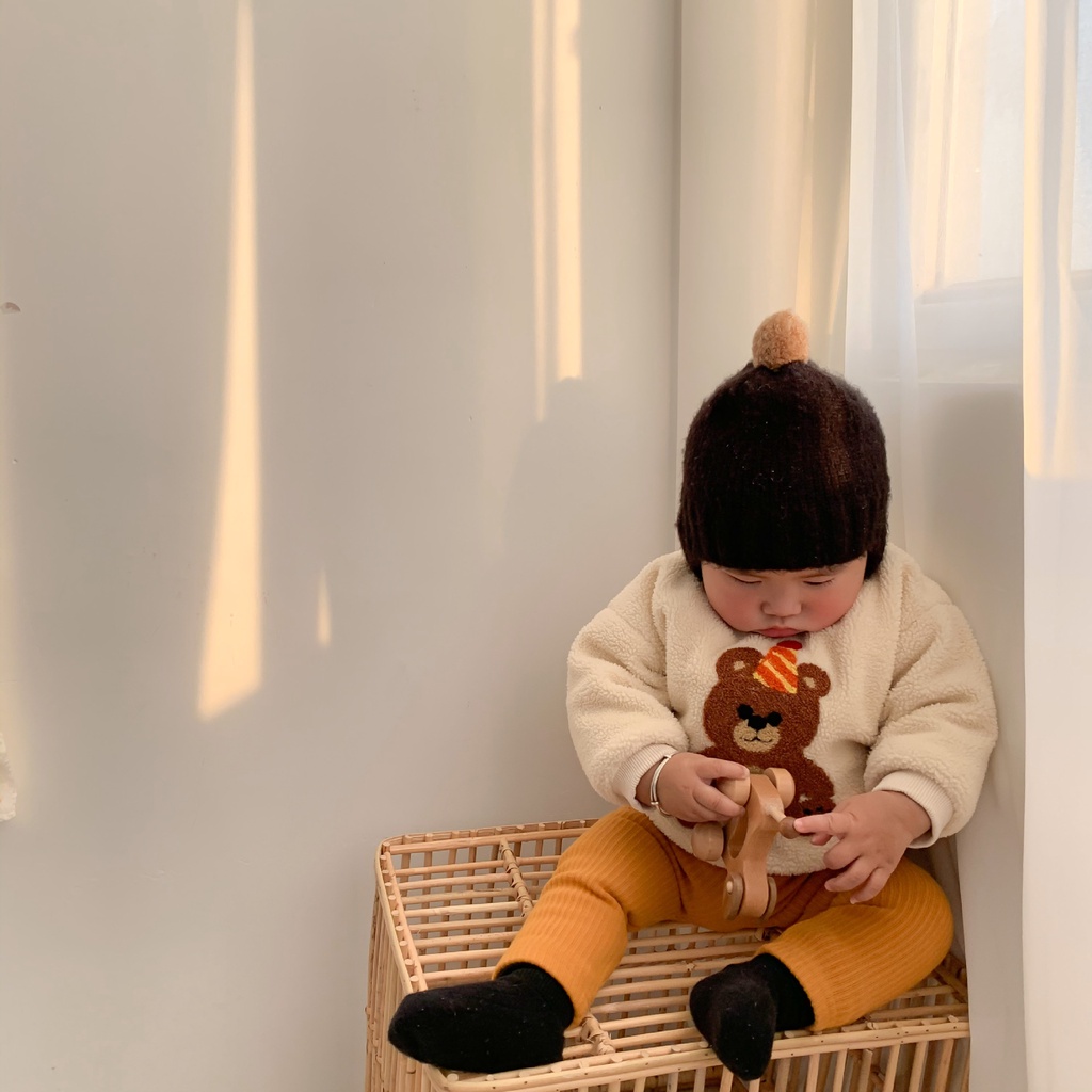 Áo sweater lông cừu họa tiết hoạt hình xinh xắn theo phong cách mùa đông dành cho bé