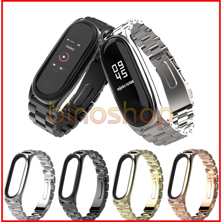 [Xiaomi Miband 4] Dây đeo kim loại mắt to Xiaomi Miband 4 - Bản Plus