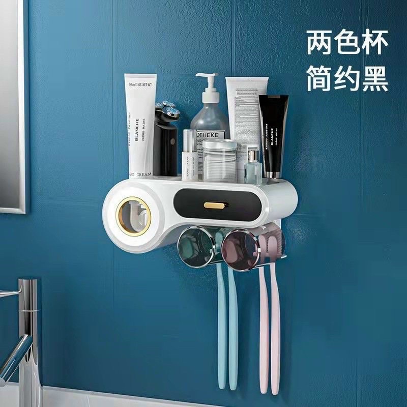 Kệ nhà tắm dán tường 2/3/4 cốc trong mẫu mới có nhả kem và tặng kèm miếng dán tường
